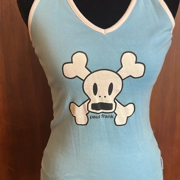 Y2K Rare Paul Frank Skull and Crossbones Halter Top M - Picture 2 of 9